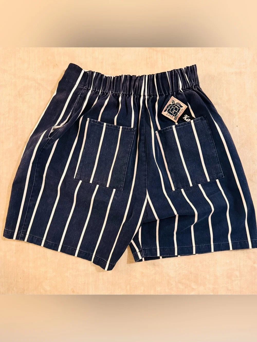 Kapital Navy White Stripe Easy Shorts Elastic Waist Japan - Picture 4 of 8